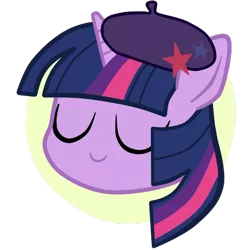 Size: 512x512 | Tagged: artist:momo, askharajukupinkiepie, beret, derpibooru import, hat, safe, solo, twilight sparkle