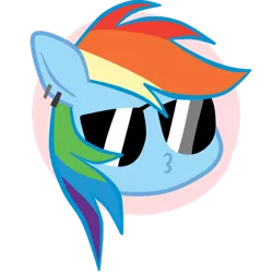 Size: 512x512 | Tagged: -3-, artist:momo, askharajukupinkiepie, derpibooru import, rainbow dash, safe, solo, sunglasses