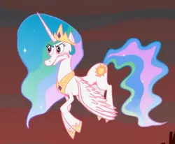 Size: 467x385 | Tagged: safe, artist:hotdiggedydemon, derpibooru import, screencap, princess celestia, alicorn, pony, .mov, magic.mov, angry, female, flying, frown, gritted teeth, mare, pony.mov, reaction image, solo