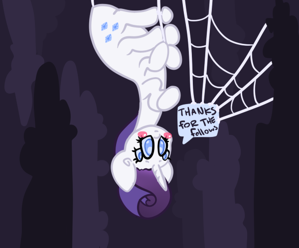 Size: 600x498 | Tagged: artist:otterlore, blushing, derpibooru import, drider, monster pony, original species, rarity, safe, solo, species swap, speech bubble, spider, spiderpony, spiderponyrarity, spider web