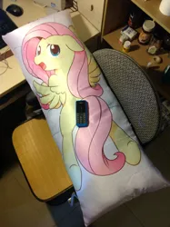 Size: 1936x2592 | Tagged: artist:bqlongsn, artist:yukandasama, body pillow, cushion, derpibooru import, fluttershy, irl, mobile phone, phone, photo, strategically covered, suggestive