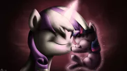 Size: 3840x2160 | Tagged: artist:neko-me, boop, cute, derpibooru import, female, filly, filly twilight sparkle, mother and child, mother and daughter, safe, twiabetes, twilight sparkle, twilight velvet, younger