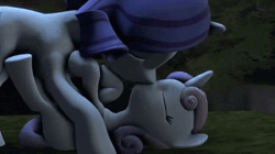 Size: 360x202 | Tagged: safe, artist:twily404, derpibooru import, rarity, sweetie belle, pony, unicorn, 3d, age difference, animated, female, filly, foalcon, incest, kissing, lesbian, love, mare, mare on filly, raribelle, raricest, shipping, siblings, sisters, source filmmaker, video at source, youtube link