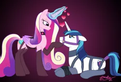 Size: 1244x852 | Tagged: artist:jacksterqueen, ask-dominatrix-cadance, bondage, bridle, clothes, collar, derpibooru import, dominatrix, dominatrix cadance, female, femdom, magic, male, malesub, princess cadance, shining armor, shiningcadance, shipping, stockings, straight, submissive, suggestive, tack, tail wrap, thigh highs, wingding eyes