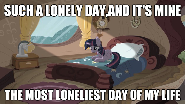 Size: 625x351 | Tagged: bed, caption, derpibooru import, golden oaks library, image macro, lonely, lonely day, lyrics, magical mystery cure, meme, sad, safe, solo, song reference, system of a down, text, twilight sparkle