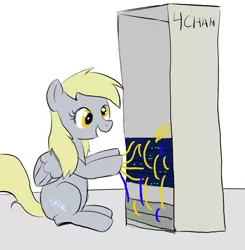 Size: 703x717 | Tagged: safe, artist:enma-darei, derpibooru import, derpy hooves, pegasus, pony, 4chan, computer, derpy hooves tech support, female, mare, server, solo, this will end in tears