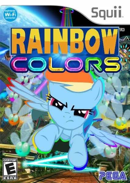 Size: 753x1061 | Tagged: safe, artist:nickyv917, derpibooru import, rainbow dash, parasprite, box art, crossover, image, parody, png, sega, sonic colors, sonic the hedgehog, sonic the hedgehog (series), video game, wii