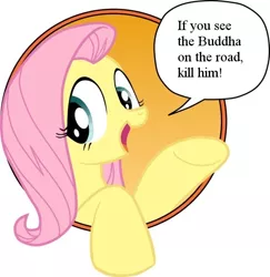 Size: 582x600 | Tagged: artist:masem, bad advice fluttershy, buddhism, derpibooru import, exploitable meme, fluttershy, koan, meme, safe, solo