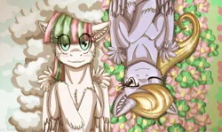 Size: 1024x609 | Tagged: artist:inuhoshi-to-darkpen, blossomforth, cloudforth, cloud kicker, derpibooru import, duality, fanfic:the life and times of a winning pony, female, lesbian, on back, safe, shipping, winningverse