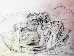 Size: 1024x768 | Tagged: angry, artist:black dog, crater, derpibooru import, monochrome, safe, solo, twilight sparkle