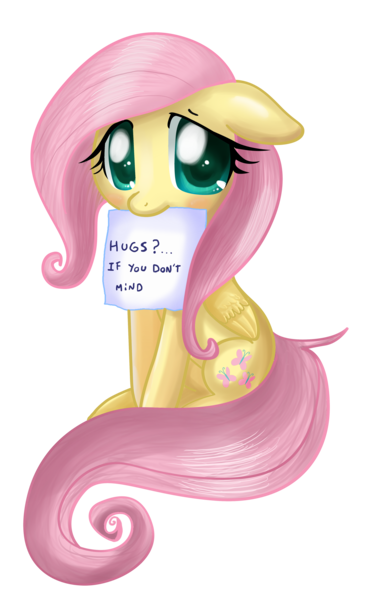 Size: 2933x4680 | Tagged: absurd resolution, artist:pridark, bronybait, cute, derpibooru import, fluttershy, hnnng, hug, hug request, mouth hold, note, paper, pridark is trying to murder us, safe, shyabetes, simple background, solo, transparent background