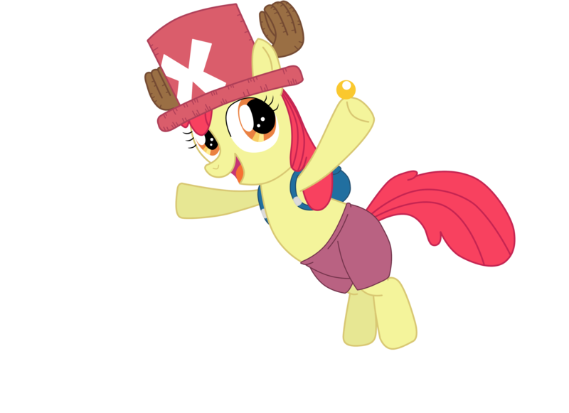 Size: 3510x2550 | Tagged: safe, artist:lightdegel, derpibooru import, apple bloom, pony, bipedal, ikue otani, one piece, parody, solo, tony tony chopper, voice actor joke