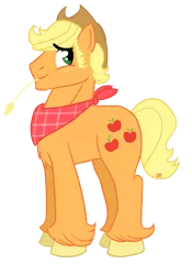 Size: 1228x1753 | Tagged: applejack, applejack (male), artist:ordinarydraw, bandana, derpibooru import, rule 63, safe, simple background, solo, straw, unshorn fetlocks