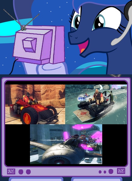 Size: 563x769 | Tagged: boat, car, crossover, derpibooru import, dragon canyon, exploitable meme, gamer luna, heavy, kart, knuckles the echidna, meme, obligatory pony, plane, princess luna, pyro, safe, sanctuary falls, seasonal shrines, sega, sonic & all-stars racing transformed, sonic the hedgehog (series), spy, team fortress 2, tv meme, vyse