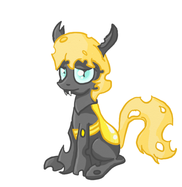 Size: 727x749 | Tagged: artist:evetssteve, changeling, colt, derpibooru import, male, oc, oc:golden brisk, safe, simple background, solo, transparent background, trap, unofficial characters only, vector, yellow changeling