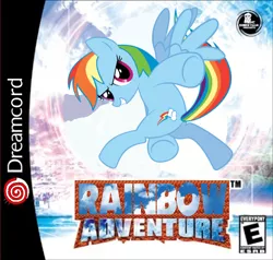 Size: 806x768 | Tagged: safe, artist:drewdini, artist:nickyv917, derpibooru import, rainbow dash, box art, crossover, image, parody, png, sega, sega dreamcast, sonic adventure, sonic the hedgehog, sonic the hedgehog (series)