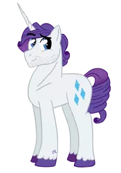 Size: 1228x1753 | Tagged: artist:ordinarydraw, derpibooru import, elusive, rarity, rule 63, safe, solo, stubble, unshorn fetlocks