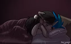 Size: 1280x804 | Tagged: safe, artist:fiddlearts, derpibooru import, octavia melody, vinyl scratch, cuddling, female, lesbian, scratchtavia, shipping, sleeping