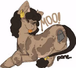 Size: 444x394 | Tagged: safe, artist:moopone, derpibooru import, oc, unofficial characters only, cow, earth pony, pony, cute, moopone, piercing, solo