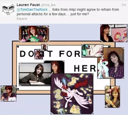 Size: 840x755 | Tagged: alicorn, derpibooru import, do it for her, exploitable meme, lauren faust, meme, meta, oc, oc:fausticorn, safe, twitter, unofficial characters only