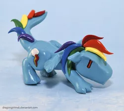 Size: 639x570 | Tagged: artist:howmanydragons, craft, custom, derpibooru import, dragon, dragonified, irl, photo, rainbow dash, rainbow dragon, safe, sculpture, species swap, toy