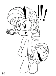 Size: 765x1045 | Tagged: !!!, artist:daniel-sg, dead source, derpibooru import, exclamation point, monochrome, rarity, safe, solo