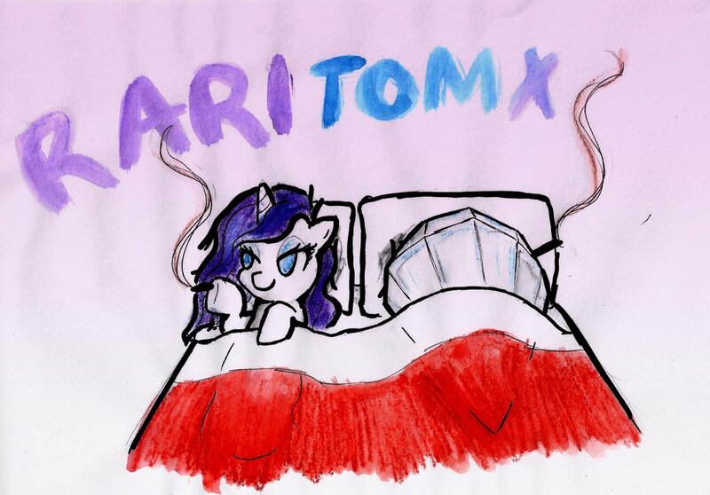 Size: 1024x714 | Tagged: artist:rastaquouere69, bed, cargo ship, dead source, derpibooru import, raritom, rarity, rockcon, shipping, smoking, suggestive, tom, traditional art