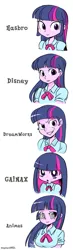 Size: 550x1893 | Tagged: safe, artist:shepherd0821, derpibooru import, twilight sparkle, human, equestria girls, anime, blue hair, breasts, bust, cute, disney, disney style, dreamworks, dreamworks face, eyelashes, gainax, grin, hasbro, humanized, long hair, multicolored hair, panty and stocking with garterbelt, pink hair, portrait, purple hair, ribbon, simple background, smiling, smirk, style emulation, white background