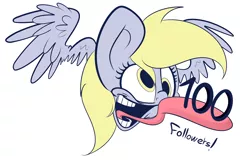 Size: 1280x834 | Tagged: safe, artist:extradan, derpibooru import, derpy hooves, pegasus, pony, female, mare, solo, tongue out