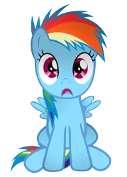 Size: 1102x1536 | Tagged: artist:coltsteelstallion, derpibooru import, female, filly, filly rainbow dash, rainbow dash, safe, shocked, simple background, solo, transparent background, vector, younger