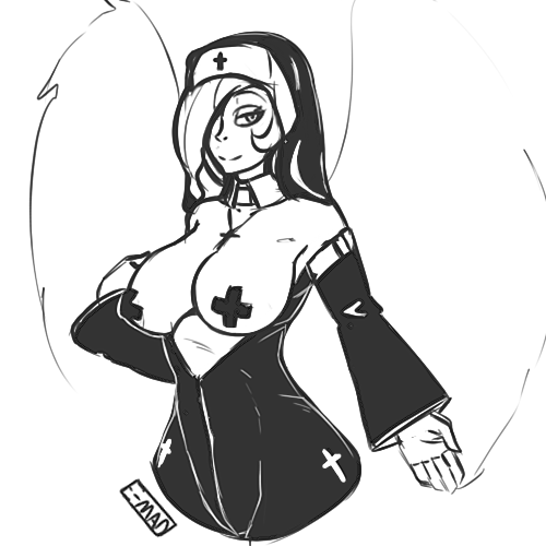 Size: 500x500 | Tagged: questionable, artist:dreikaze, derpibooru import, princess celestia, human, black and white, breasts, busty princess celestia, clothes, female, goth, gothic, grayscale, humanized, image, monochrome, nun, nun outfit, nunlestia, open clothes, pasties, png, solo, solo female, winged humanization, wings