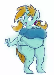 Size: 701x970 | Tagged: anthro, artist:sb, belly, belly button, breasts, busty sugar, derpibooru import, fat, female, rule 63, safe, sketch, snips, solo, sugar, the ass was fat, wip