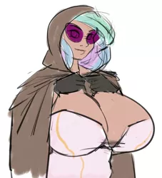 Size: 752x830 | Tagged: artist:moronsonofboron, big breasts, breasts, busty princess celestia, derpibooru import, disguise, female, hobolestia, huge breasts, human, humanized, impossibly large breasts, nudity, princess celestia, sketch, suggestive