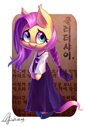 Size: 2514x3579 | Tagged: safe, artist:jggjqm522, derpibooru import, fluttershy, pony, bipedal, hanbok, korean, solo