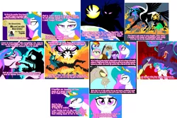 Size: 3207x2140 | Tagged: artist:terry, comic, derpibooru import, discord, fluttershy, princess celestia, queen chrysalis, rainbow dash, semi-grimdark, terry you magnificent bastard, toriko, tumblr, twilight sparkle