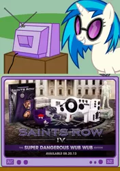 Size: 564x800 | Tagged: derpibooru import, dubstep gun, exploitable meme, meme, obligatory pony, safe, saints row, saints row iv, tv meme, vinyl scratch, wub