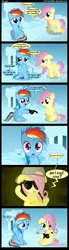 Size: 1000x3600 | Tagged: artist:coltsteelstallion, backwards ballcap, baseball cap, bling, cap, comic, derpibooru import, female, filly, filly fluttershy, filly rainbow dash, fluttershy, hat, hug life, jewelry, necklace, rainbow dash, safe, sunglasses, tower of pimps, younger