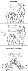 Size: 644x1650 | Tagged: semi-grimdark, artist:bsting, derpibooru import, applejack, bee, earth pony, insect, pony, bee fetish, butt, comic, female, literal butthurt, mare, monochrome, on back, pain, plot
