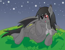 Size: 13200x10200 | Tagged: safe, artist:xniclord789x, derpibooru import, oc, oc:falling star, unofficial characters only, bat pony, pony, absurd resolution, belly button, blushing, dog tags, eyepatch, female, kicking, mare, pregnant, solo