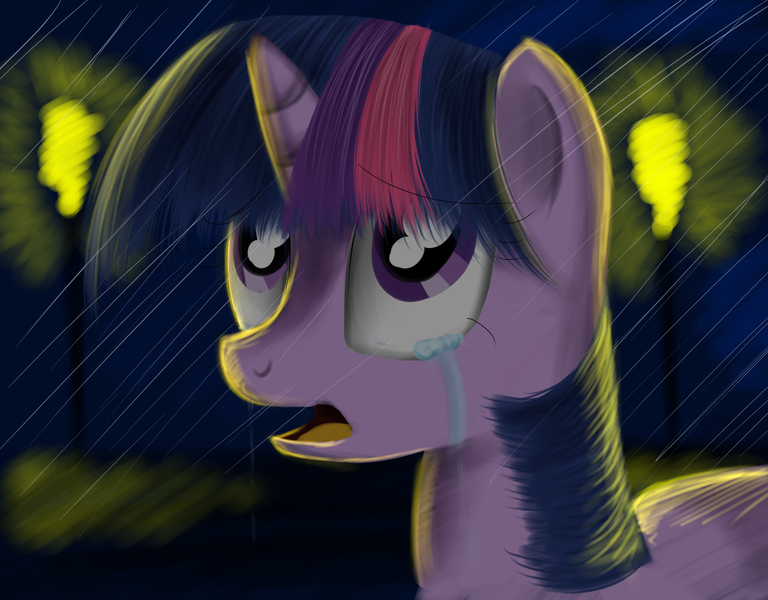 Size: 1920x1500 | Tagged: artist:sakurawolfer, crying, derpibooru import, rain, safe, solo, twilight sparkle