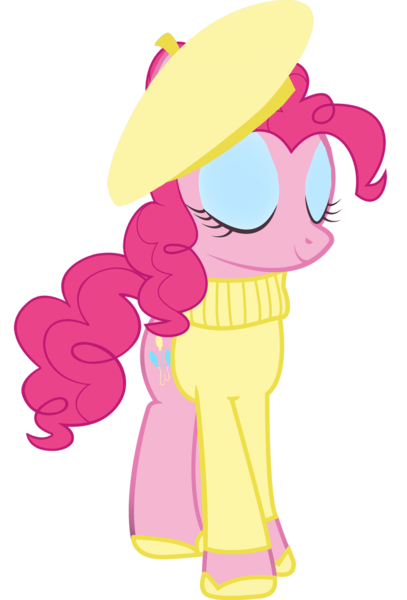 Size: 1000x1475 | Tagged: artist:cool77778, beret, clothes, derpibooru import, hat, pinkie pie, safe, simple background, solo, sweater, transparent background, vector