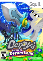 Size: 705x1000 | Tagged: safe, artist:nickyv917, derpibooru import, derpy hooves, queen chrysalis, changeling, pegasus, pony, box art, female, kirby, kirby derpy, kirby's return to dream land, mare, nintendo, parody