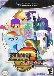 Size: 717x1000 | Tagged: safe, artist:nickyv917, derpibooru import, applejack, gilda, queen chrysalis, rainbow dash, rarity, scootaloo, spike, changeling, dragon, gryphon, box art, crossover, gamecube, parody, sonic adventure 2, sonic the hedgehog (series)