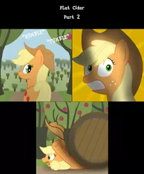 Size: 1000x1200 | Tagged: applejack, artist:bsting, barrel, cartoon physics, derpibooru import, flattened, safe