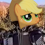 Size: 180x182 | Tagged: applejack, artist:justax90, dat face soldier, derpibooru import, edit, remove kebab, safe