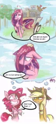 Size: 360x792 | Tagged: dead source, safe, artist:yuji8sushi, derpibooru import, applejack, pinkie pie, earth pony, pony, magical mystery cure, cart, comic, swapped cutie marks, working