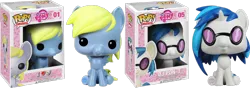 Size: 1400x492 | Tagged: safe, derpibooru import, derpy hooves, vinyl scratch, pegasus, pony, box, female, figure, figurine, funko, funko pop!, mare, packaging, that one nameless background pony we all know and love, toy
