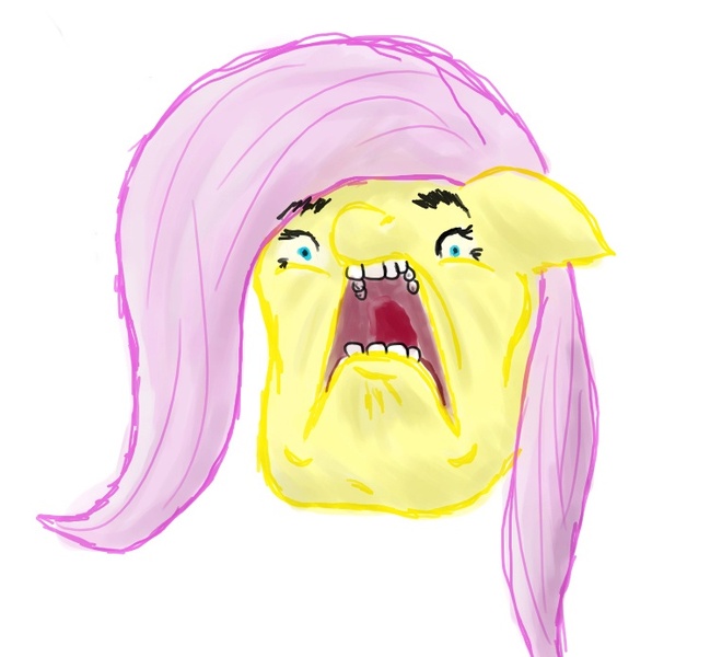 Size: 762x693 | Tagged: derpibooru import, face, faic, fluttershy, safe, scared, solo, the game, wat