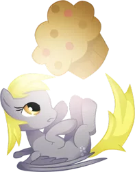 Size: 600x762 | Tagged: safe, artist:mimipony, derpibooru import, derpy hooves, pegasus, pony, female, food, giant muffin, mare, muffin, solo