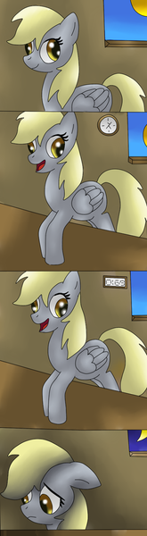 Size: 448x1634 | Tagged: safe, artist:king-sombrero, derpibooru import, derpy hooves, pegasus, pony, clock, comic, female, mare, solo